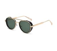 MUTYNE Steampunk Round Sunglasses for Men Women Retro Metal Frame Double Bridge Circle Sun Glasses Gothic Eyewear with Sid