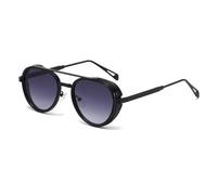 MUTYNE Steampunk Round Sunglasses for Men Women Retro Metal Frame Double Bridge Circle Sun Glasses Gothic Eyewear with Sid