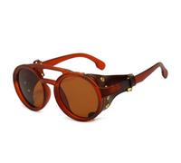 MUTYNE Steampunk Sunglasses Woman Men Round Night Vision Vintage Punk Sun Glasses Hiking Driving Shades Eyewear UV400,C09,One size