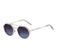 MUTYNE Trendy Punk Metal Oval Women's Sunglasses Luxury Small Frame Sunglass Men Outdoor Driving Uv400(Gold Gray Blue)