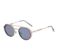 MUTYNE Trendy Punk Metal Oval Women's Sunglasses Luxury Small Frame Sunglass Men Outdoor Driving Uv400(Gold Light Gray Blue)