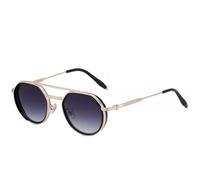 MUTYNE Trendy Punk Metal Oval Women's Sunglasses Luxury Small Frame Sunglass Men Outdoor Driving Uv400(Gold Gradient Gray)