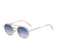 MUTYNE Trendy Punk Metal Oval Women's Sunglasses Luxury Small Frame Sunglass Men Outdoor Driving Uv400(Gold Gradient Blue)