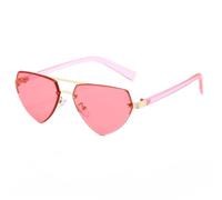 MUTYNE Triangle Half Frame Sun Glasses Retro Classic Sunscreen Eyewear for Men Fashion Punk Double Beams Sunglasses(C5 Pink)