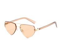MUTYNE Triangle Half Frame Sun Glasses Retro Classic Sunscreen Eyewear for Men Fashion Punk Double Beams Sunglasses(C6 Champagne)
