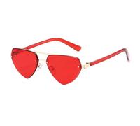 MUTYNE Triangle Half Frame Sun Glasses Retro Classic Sunscreen Eyewear for Men Fashion Punk Double Beams Sunglasses(C4 Red)