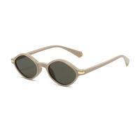 MUTYNE Triangular Small Frame Sunglasses Women Retro Solid Color Sun Glasses Personalized Trendy Sunscreen Spectacles for Men(C6 Khaki)