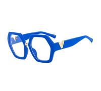 MUTYNE Unique Rainbow Square Eyeglasses For Women Fashion Hexagon Chic Glasses Frame Female Shades,Blue Clear,One size