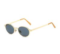 MUTYNE Vintage Classic Women Small Oval Metal Frame Sunglasses Fashion Rivets Men Punk Shades Uv400(Golden grey)