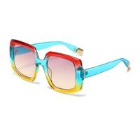 MUTYNE Vintage Colorful Square Women Luxury Sunglasses Fashion Gradient Shades Uv400 Men Punk(Red blue yellow)