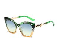 MUTYNE Vintage Elegant Sunglasses Women Leg with Metal Hollow Out Retro Cat Eye Sun Glasses Uv400 Large Frame Travel(green yellow)