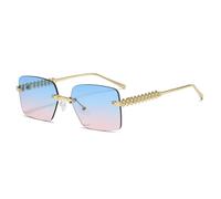 MUTYNE Vintage Frameless Square Sunglasses Women Men Rectangle Sun Glasses(7)