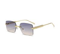 MUTYNE Vintage Frameless Square Sunglasses Women Men Rectangle Sun Glasses(8)
