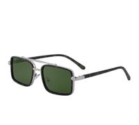 MUTYNE Vintage Personality Double Bridge Square Women Sunglasses Luxury Men Driving Travel Uv400(Black Green)