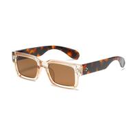 MUTYNE Vintage Rectangle Sunglasses Women Men Popular Fashion Retro Square Sun Glasses Luxury UV400 Goggles,Leo brown,One size