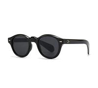 MUTYNE Vintage Round Sunglasses Women Fashion Punk Shades UV400 Men Trending Rivets Sun Glasses,Black gray,One size