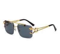 MUTYNE Vintage Square Rimless Sunglasses Women Frameless Sun Glasses for Men Leopard Eyewear
