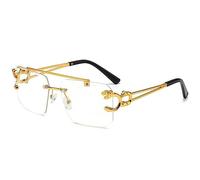 MUTYNE Vintage Square Rimless Sunglasses Women Frameless Sun Glasses for Men Leopard Eyewear,Transparent,One size