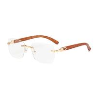 MUTYNE Vintage Square Sunglasses Women Retro Rimless Sun Glasses Men Punk Eyeglasses Shades Wooden Frames Unisex Eyewear UV400,clear,one size