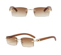 MUTYNE Women Fashion Sunglasses Rimless Blue Green Uv400 Sqaure Sun Glasses For Men Frameless Color Lens,brown lens,One size