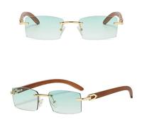 MUTYNE Women Fashion Sunglasses Rimless Blue Green Uv400 Sqaure Sun Glasses For Men Frameless Color Lens,green lens,One size