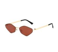 MUTYNE Women Retro Polygon Fashion Classic Sunscreen Eyewear Uv400 Pure Color Men Shades Luxury Metal Frame Sun Glasses(Dark Red)