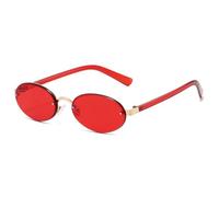 MUTYNE Women Simple Niche Retro Fashion Daily Wear Accessories for Men Cat Eye Small Frame Trendy Sunglasses(Gold Red)