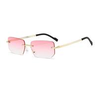 MUTYNE Women Square Frameless Sunglasses Classic Ultralight Metal Sun Glasses Outdoor Men Casual Sunscreen Uv400(Pink)