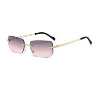 MUTYNE Women Square Frameless Sunglasses Classic Ultralight Metal Sun Glasses Outdoor Men Casual Sunscreen Uv400(Gray Pink)