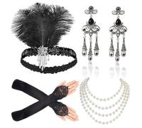 MUU 7PCS 1920 Accessories, Flapper Accessories Great Gatsby Accessories Set,20s Fancy Dress Ladies Charleston Fancy Set for Vintage Costume Party