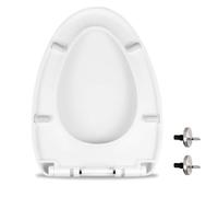 MUU Toilet seat, Slow Close, White Heavy Duty Toilet Seat with Non-Slip Seat Bumpers Easy to Install & Clean PP Material Replacement Toilet Seat Fits All Toilet Brands Elongated Toilets (MU220-PP)