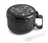 MUUBOOX Marble Pattern Microwave Bowl with Lids,28oz Microwave Soup Mugs with Handles,for Soup and Instant Noodles,Oatmeal, Gumbo, Salad, College Dorm Room Essentials for Girls for Boys (Black)