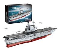 muuchuu Military WW2 Battleship Building Block Adults Toy Set | USS CV-6 Enterprise Warship Model Kit with Display Stand, Big Technics Watercraft, War Fans Gifts Collector Decor (1883 PCS)