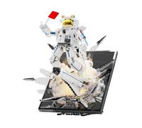 muuchuu Space Astronaut Building Toy Set for Adult, Spaceman Mirror Explosion Display Model with Quick-release Stand, Action Figure Home Office Decor Birthday Gift for Teens Childs 14+