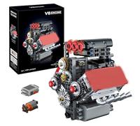muuchuu Technic V8 Engine Building Toy with Motor for Adult to Build, Small Super Car V8 Piston Model Engine That Works, MOC DIY STEM Hobby Bricks Blocks Toy Gifts for Kids Teens (478 Pcs)