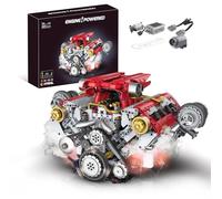 muuchuu Technik V8 Engine Building Toy for Adult, Car Engine Model Build Brick Kit with Motor/Light/Smoke, DIY Hobby Project MOC STEM Toy Gifts for Kids Teens 14+ (3201Pcs)