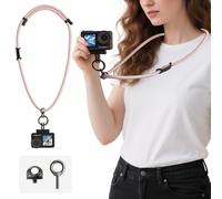 muuee Neck Strap for DJI Osmo Action 5 Pro/4/3, Pocket 3, Insta360 Ace Pro, Anti-Drop Neck Lanyard with 1/4" Screw and M5 eye bolt for GoPro, Insta360 X5/X4, Selfie Sticks, Camera & Tripod (Pink)