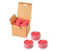 MUUFAZA 12 Red Unscented Natural Soy Tealight Candles in Clear Cup | 5H Slow Clean Burning, Hand-poured Mini Tea Candle Set for Date Night Valentine Anniversary Romantic Holiday Decor