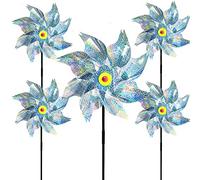 MUUGIY 5PCS Reflective Bird Repellent Windmill, Reflective Birds Deterrent, Repellent Windmills Scare Birds Wind Energy,Protect Garden Crop Fruit Flower, Keep Birds Away for Garden