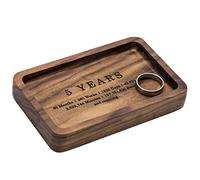 MUUJEE Ring Dish - Engraved Rectangle Wood Tray Small Jewelry Dish 5 Year Wedding Anniv Gifts Ideas (Small - 5.5 x 3.5 inches)