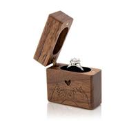 MUUJEE Slim Engagement Proposal Ring Box - Engraved Wooden Ring Bearer Box for Wedding Ceremony, Photo Shoot Props, Secret Slim Hidden Box (Pinky Promise)