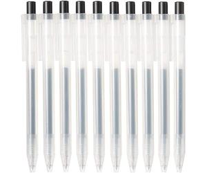 Muujiii Pens Click & Knock 0.5mm Black Gel Pen - Pack of 10 | Smooth Writing Japanese Stationery | Fine Tip Ballpoint Pens for Students, Office, Handwriting, Journaling & Notes | Smudge-Free Ink