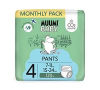 Muumi Baby Eco Pull Ups Size 4 Monthly Pack, 7-11 kg, 120 Sensitive Premium Nappy Pants with Leakage Barrier | Soft and Skin Friendly, No Unnecessary Chemicals |