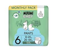 Muumi Baby Eco Pull Ups Size 6 Monthly Pack, 12-20 kg, 108 Sensitive Premium Nappy Pants with Leakage Barrier | Soft and Skin Friendly, No Unnecessary Chemicals |