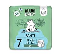 Muumi Baby Eco Pull Ups Size 7, 16-26 kg, 34 Premium Sensitive Nappy Pants with Leakage Barrier | Soft and Skin Friendly, No Unnecessary Chemicals |