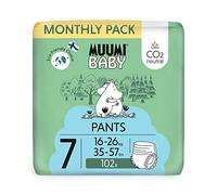 Muumi Baby Eco Pull Ups Size 7 Monthly Pack, 16-26kg, 102 Sensitive Premium Nappy Pants with Leakage Barrier | Soft and Skin Friendly, No Unnecessary Chemicals |