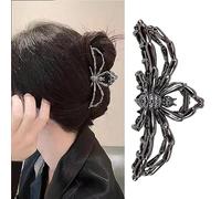 Muumoo Spider Metal Hair Clip, 1Pcs Gunmetal Spider Hair Claw Clip for Thin Hair Punk & Y2K-Style Hair Accessories Decorations
