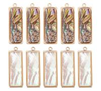 Muuoeou 10Pcs 2 Colors Abalone Shell Pendants Natural Shell Charms Sea Shell Pendants Rectangle Shell Dangle Charms