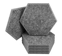Muuoeou 12PCS Hexagonal Self-Adhesive Acoustic Foam Board High Density Acoustic Panels Acoustic Panels Grey for Studio, Home and Office