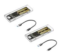 Muuoeou 2PCS M2 SSD Case M.2 NVME SSD Enclosure Portable USB3.1 Type-C SSD Transparent Hard Disk Case 5Gbps for PC